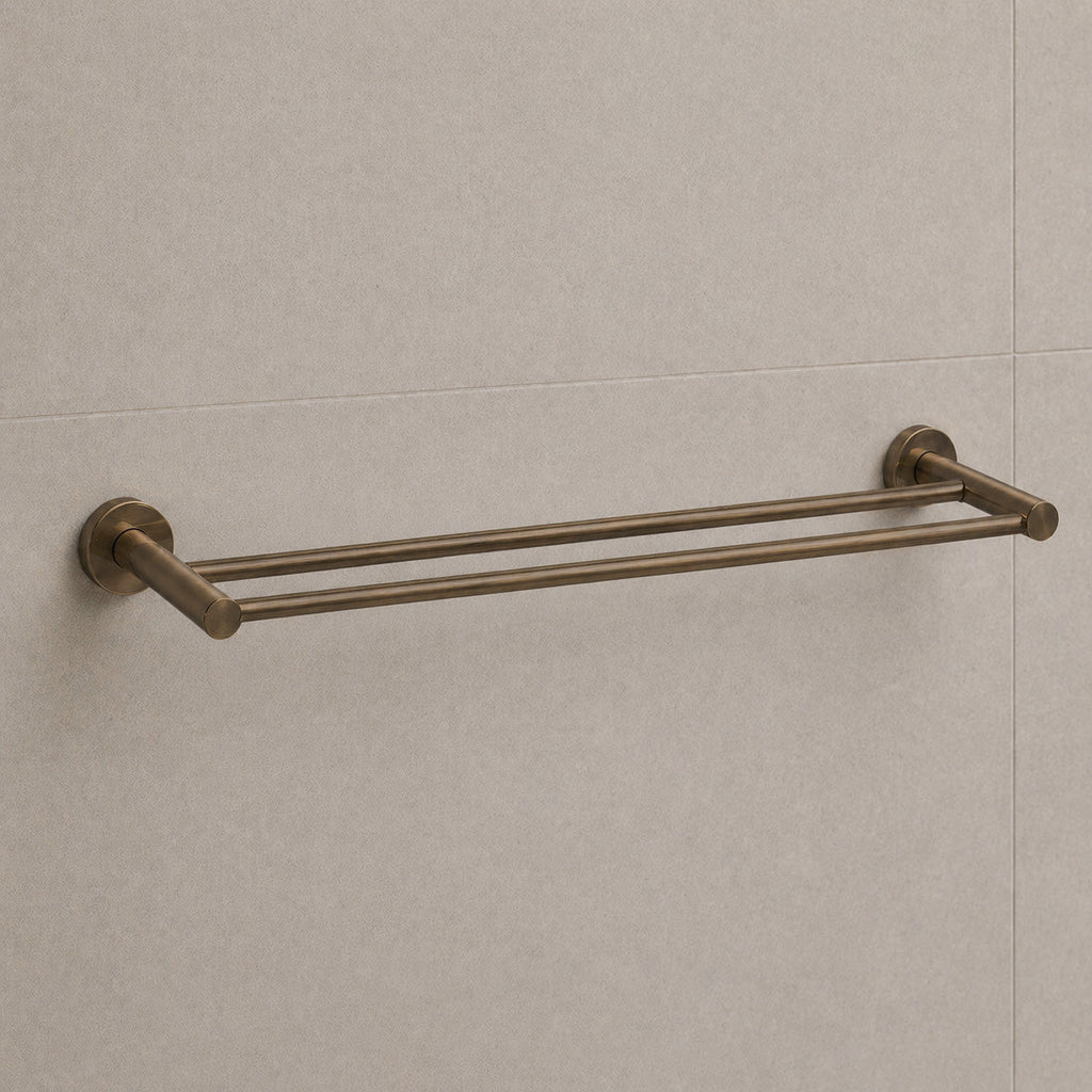Reno Double Towel Rail - Antique Brass