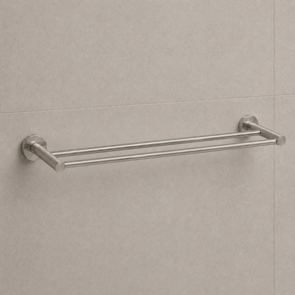 Reno Double Towel Rail - Brushed Nickel