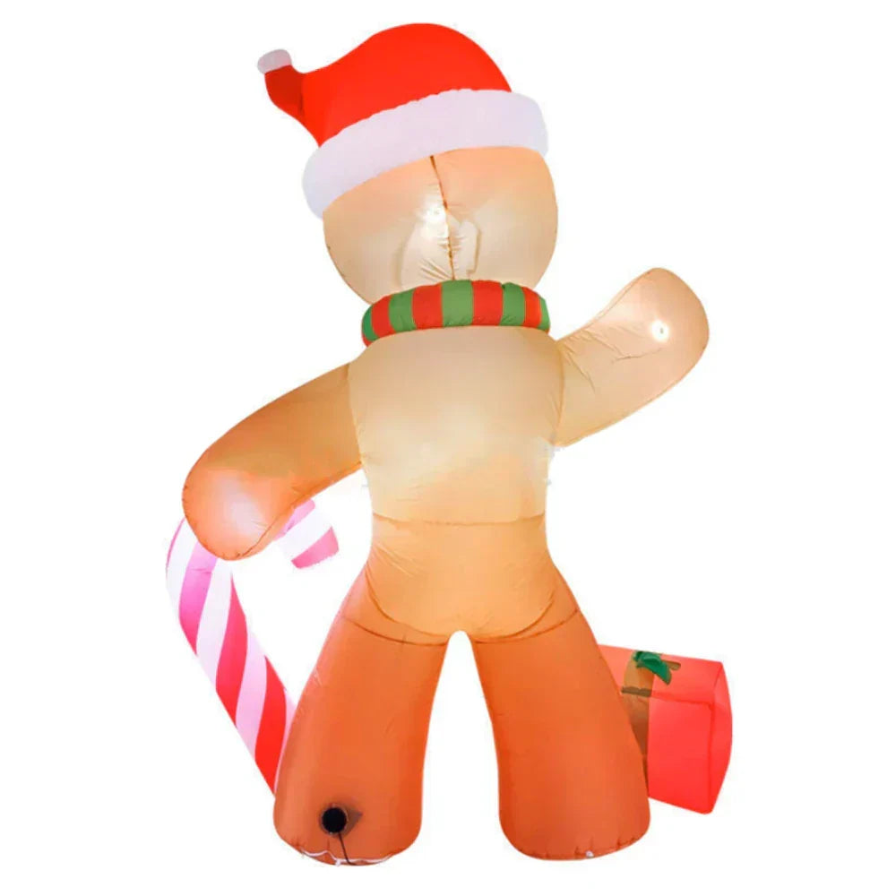 2.4M Christmas Inflatable Gingerbread Man with LED Decorations