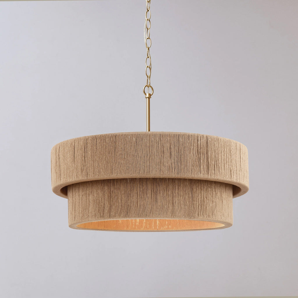 Sorrento Double Tiered Rope Chandelier - Natural/Gold