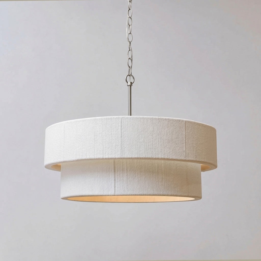 Sorrento Double Tiered Rope Chandelier - White/Nickel