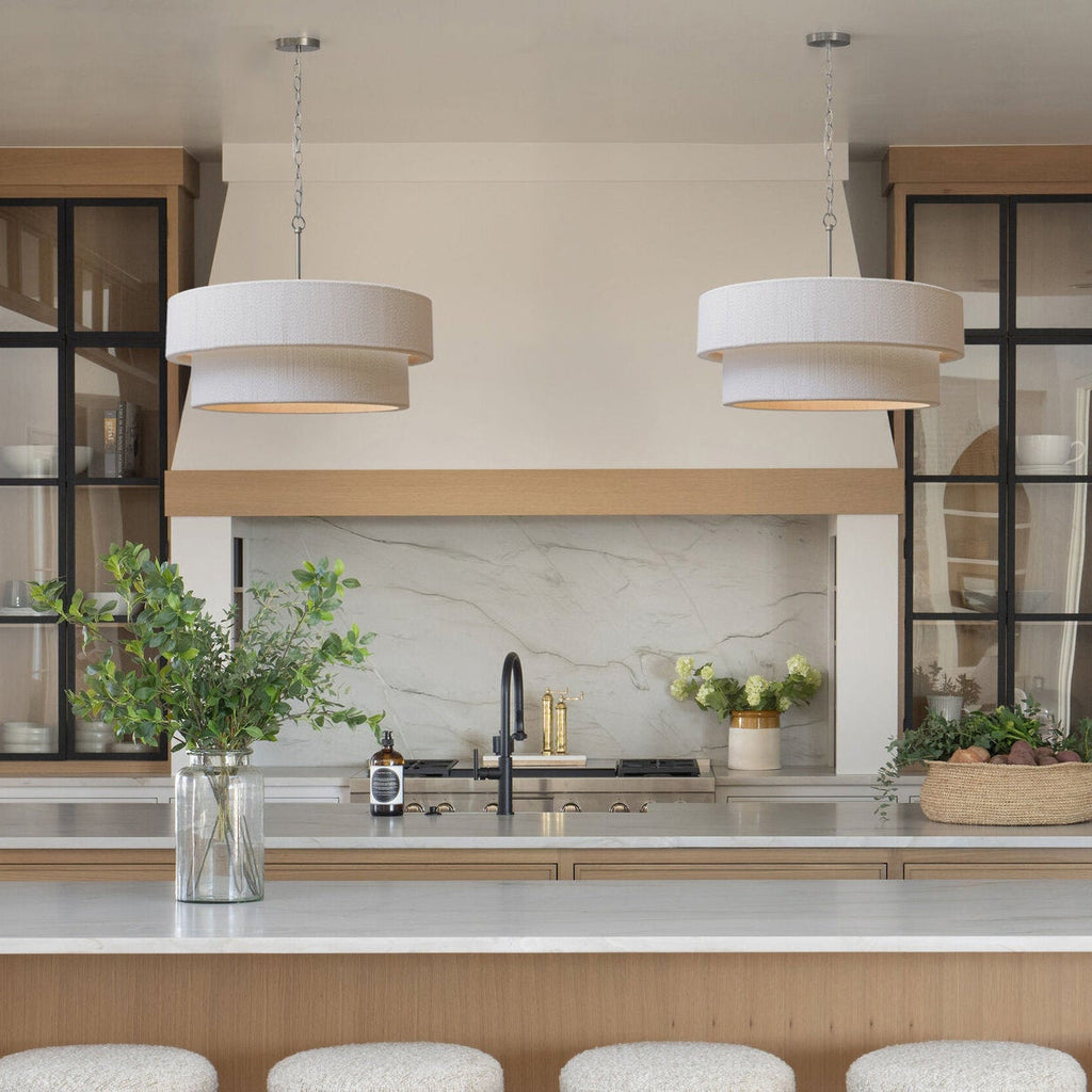 Sorrento Double Tiered Rope Chandelier - White/Nickel
