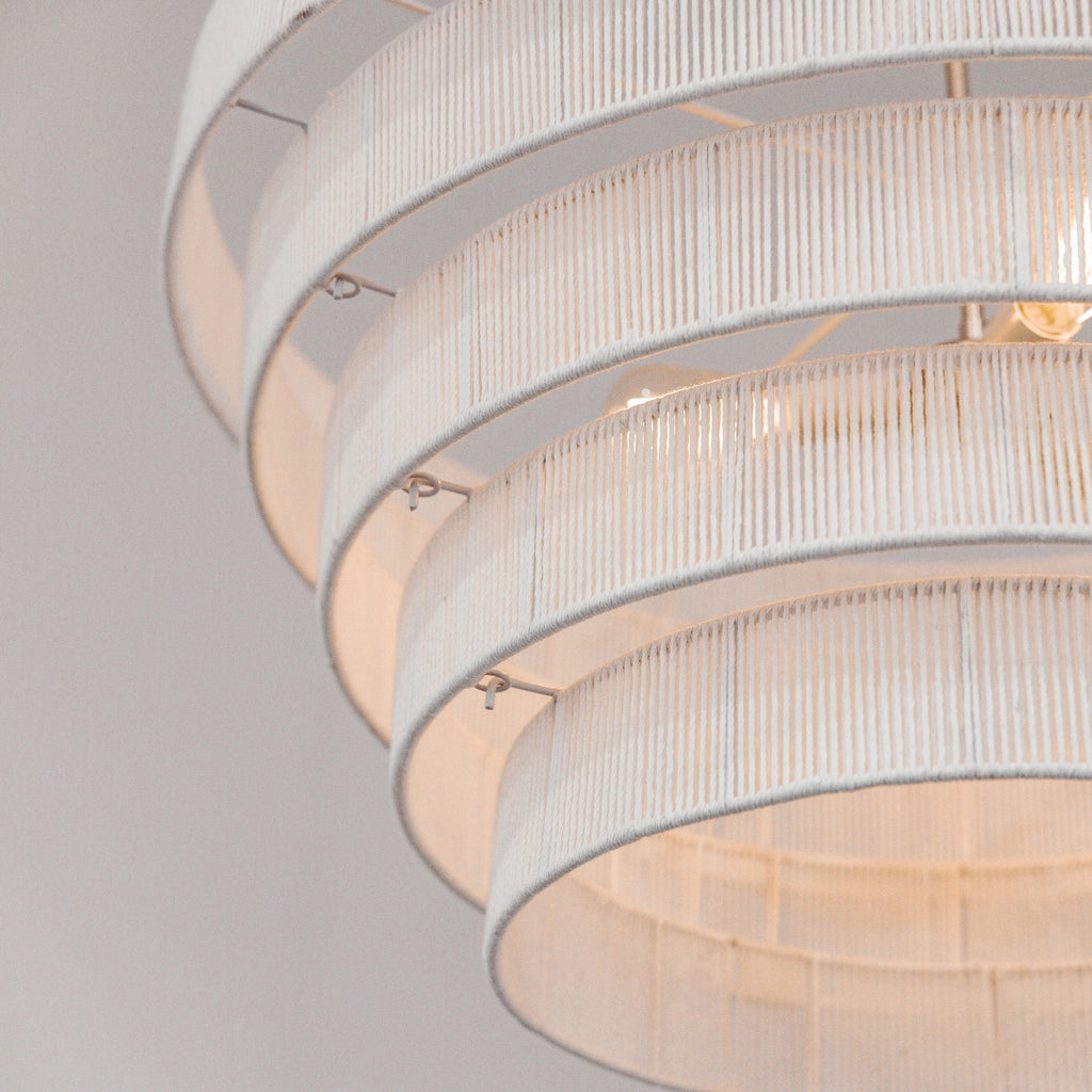 Avalon Five Tiered Rope Chandelier - White/Gold