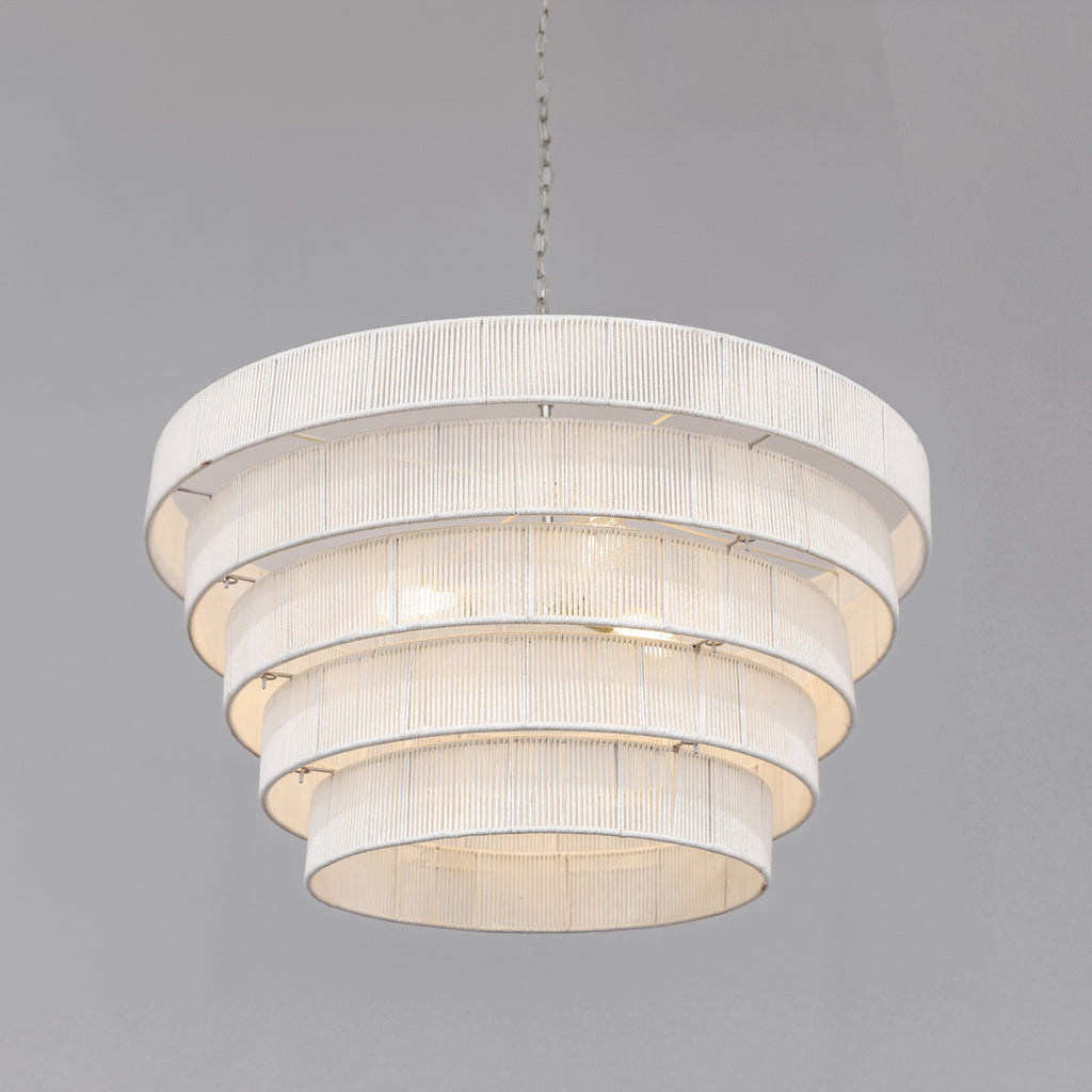 Avalon Five Tiered Rope Chandelier - White/Nickel