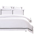 Ava Collection White Quilt Cover Set - Charcoal Trim