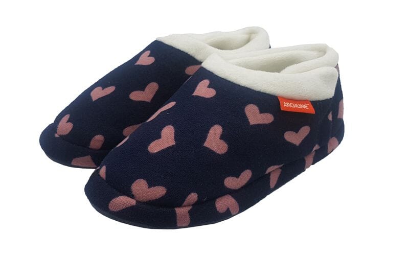 Archline Orthotic Slippers Closed – Navy with Pink Hearts (Womens)