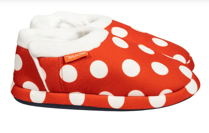 Archline Orthotic Slippers Closed – Red with White Polkadots