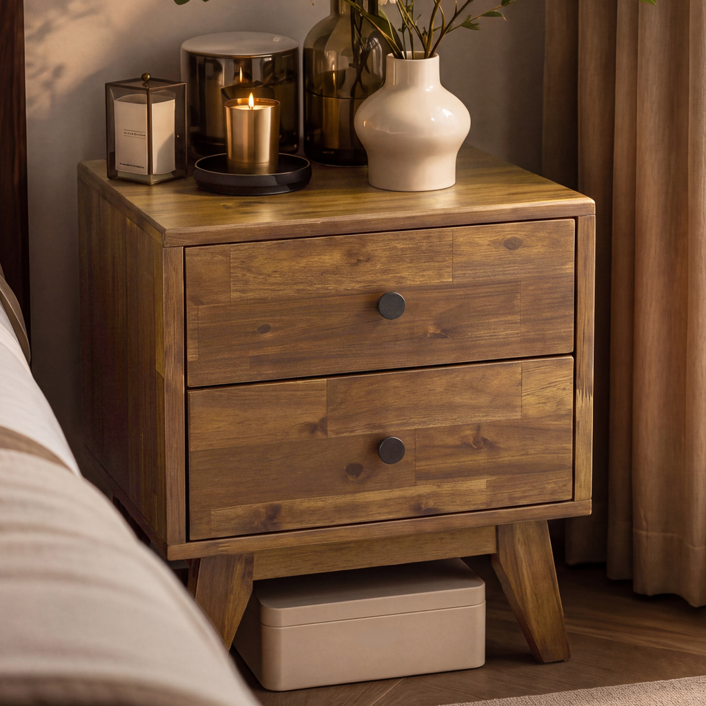 Silvia Solid Wood Bedside Table