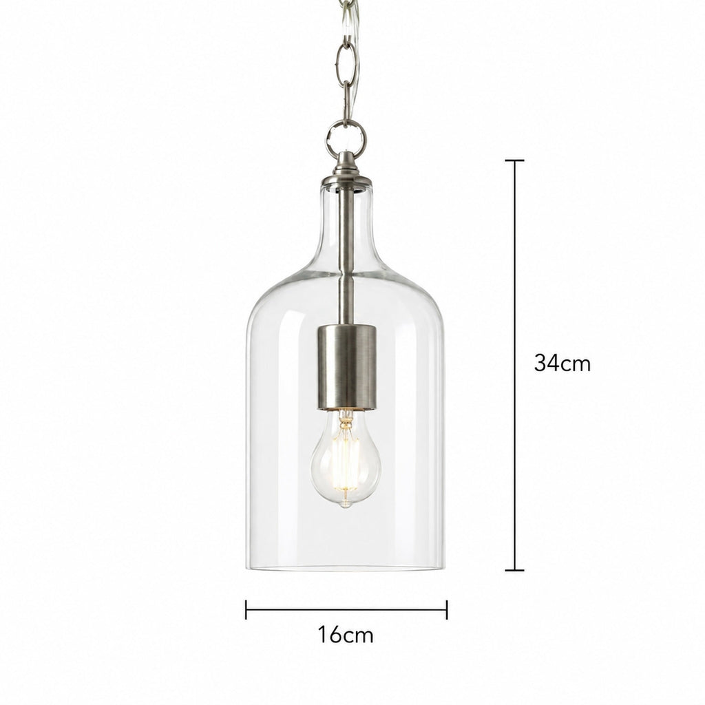 Kendal Glass Pendant Light - Nickel