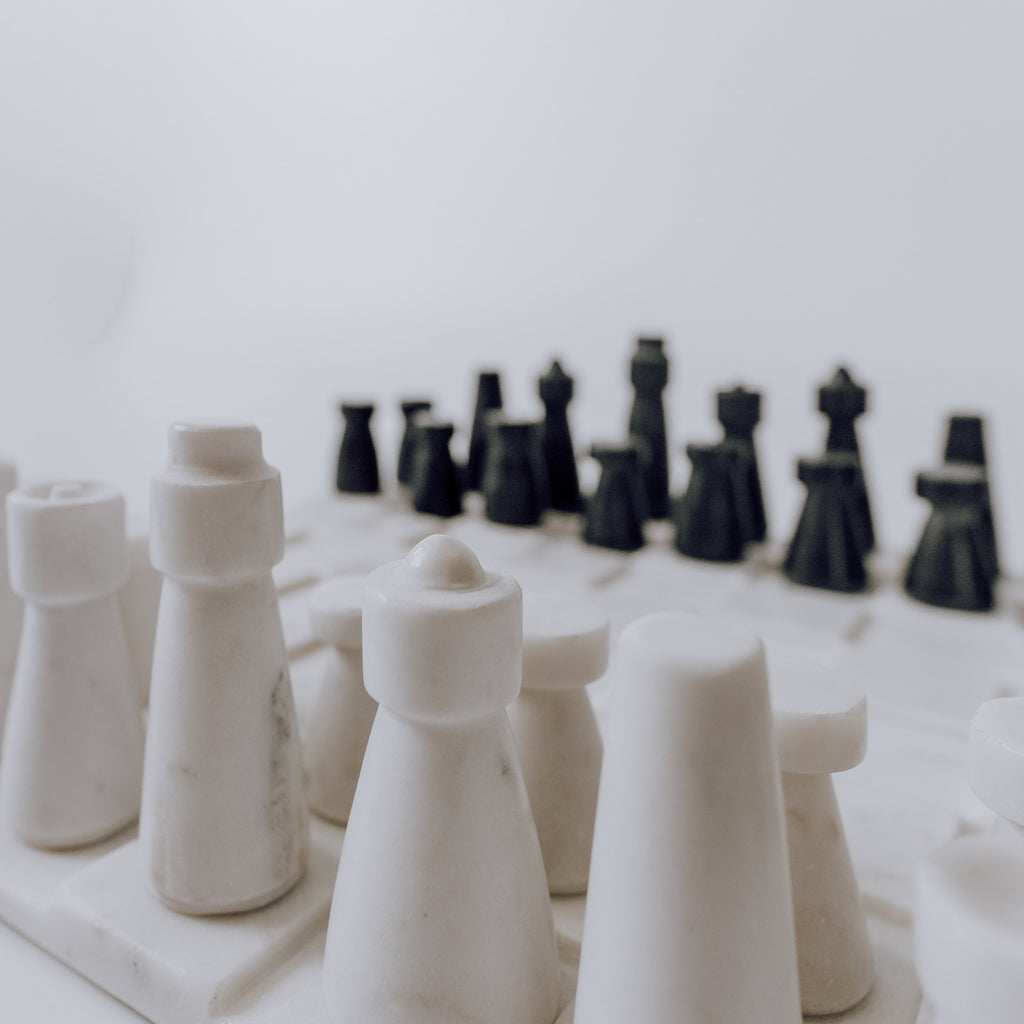 White and Grey Marble Chess Set