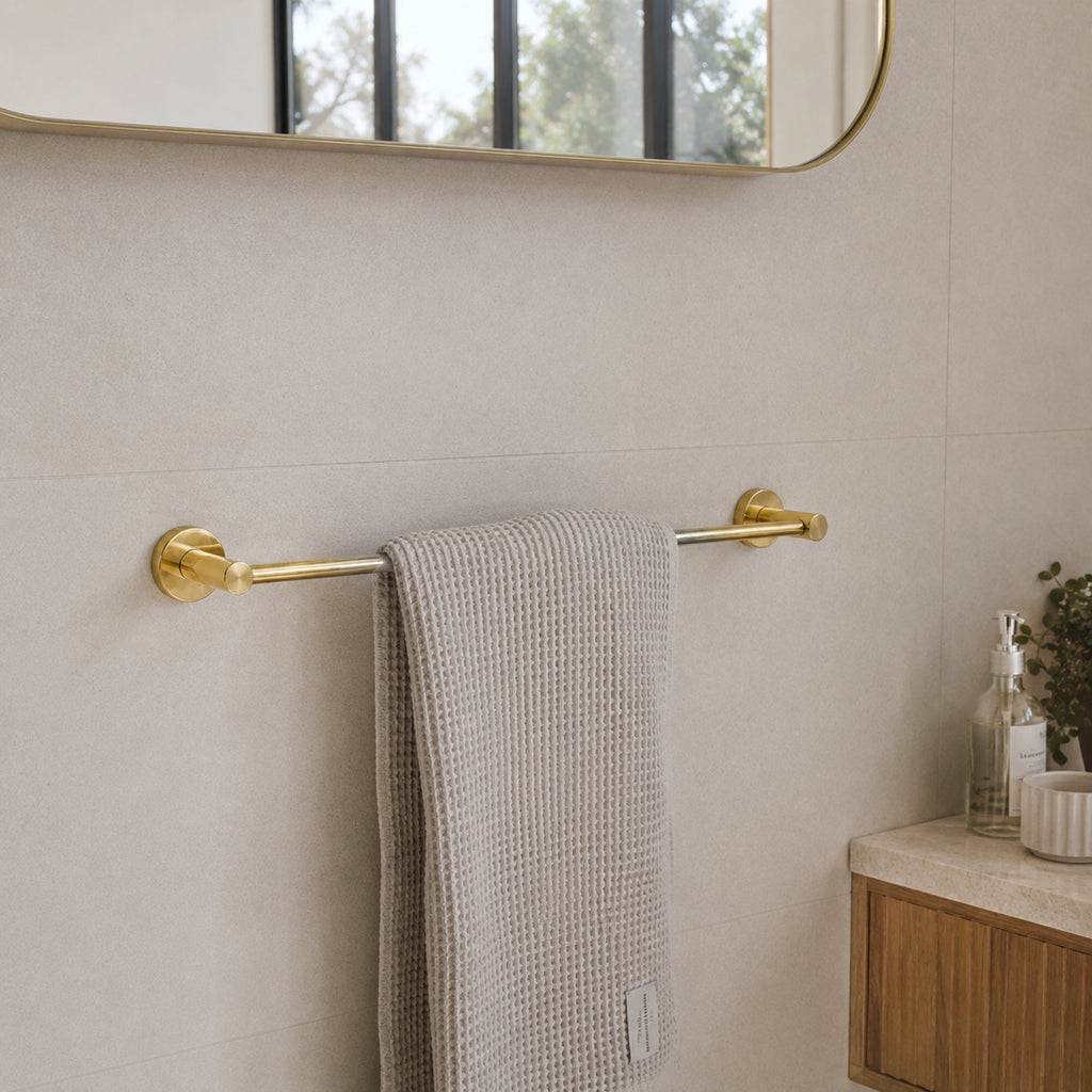 Reno Single Towel Rail - Polished Gold