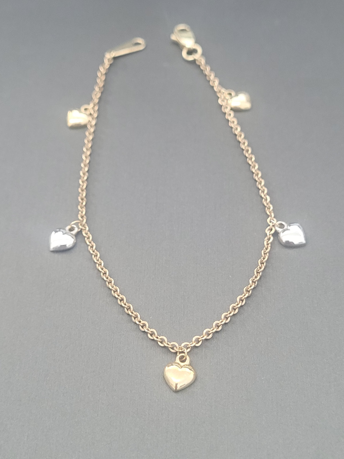 9ct Two Tone Heart Bracelet