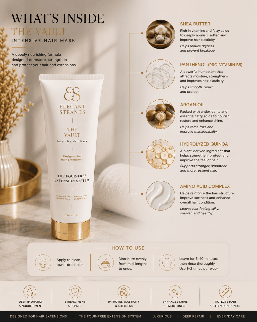 Intensive Hair Mask for Hair Extensions | The Vault | Elegant Strands Professional