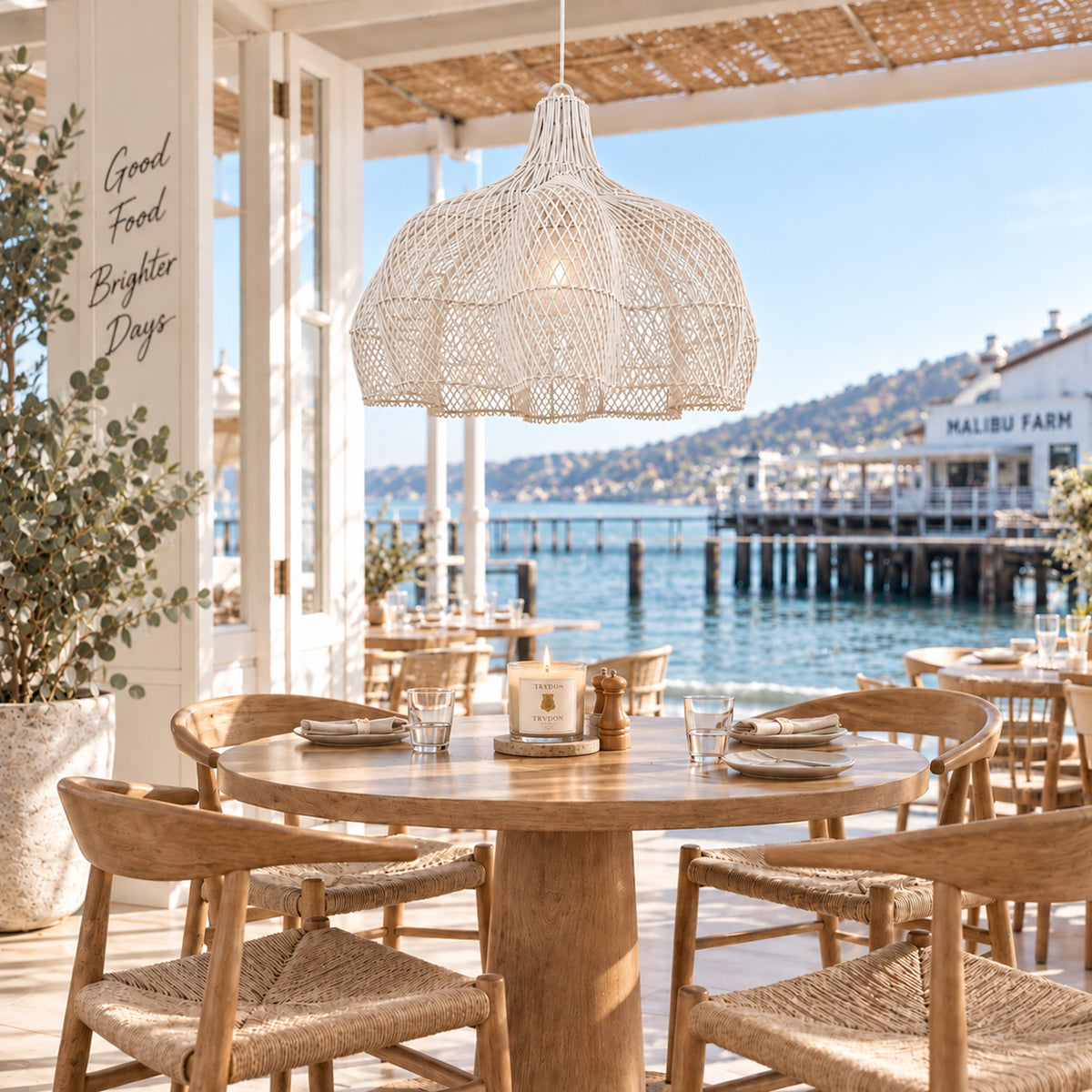 Noosa Rattan Pendant Light - White